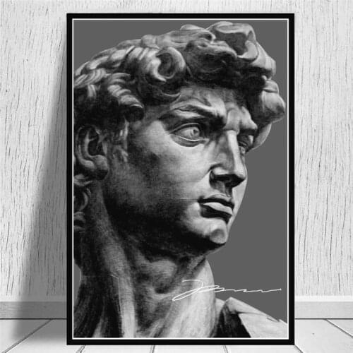Modern Art Home Decor Classic Gray David Statue Wall Art Painting On Canvas Poster And Prints Sculpture Picture For Living Room