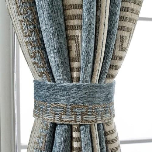 Vintage Chenille Velvet Blackout Windows Curtain Drape Panel For Living Room Bedroom Interior Home Decoration Color Splice