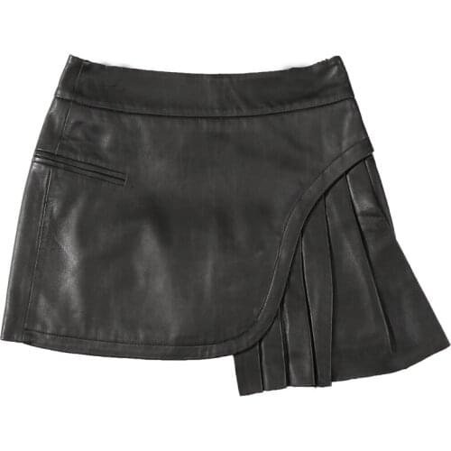 Genuine Leather 2020 Spring new leather fishtail skirt womens sheep skin skirt irregular A word wrap hip skirt thin skin skirt
