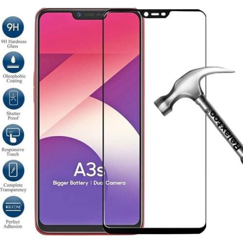 Tempered glass for oppo A3S glass screen protector 9H Full cover protective Film On the for oppo A5 Realme C1 CPH1803 oppoA3S A3