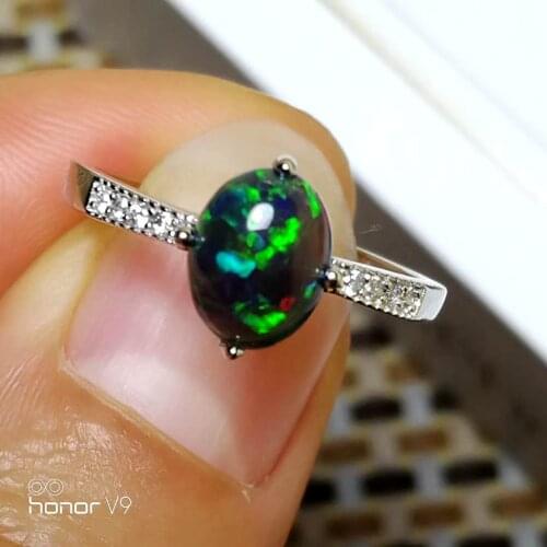 Natural Real Black OPal Ring European Fashion Woman Man Party Wedding Gift Opal 925 Sterling Silver Ring