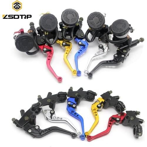 ZSDTRP Motorcycle 7/8'' CNC Front Brake Hydraulic Clutch Master Cylinder Lever Set Reservoir For Honda Yamaha Kawasaki Suzuki