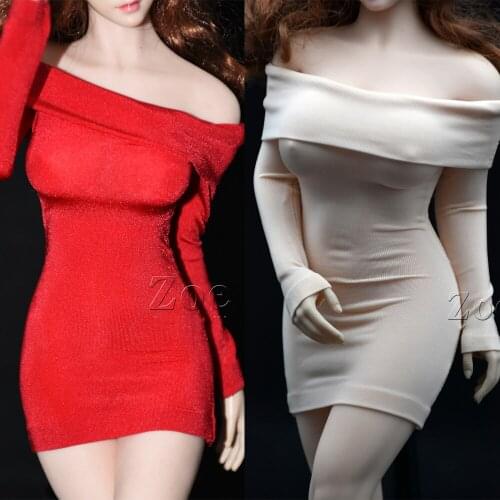 1/6 Scale Female ice silk Hip skirt strapless dress for 12'' inch Woman Action Figure Dolls S37 S38