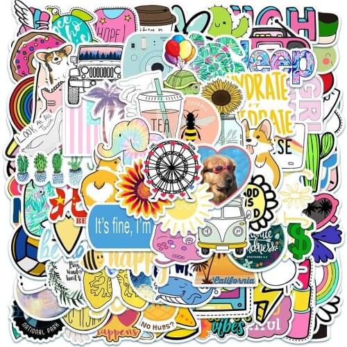 10/30/50/100Pcs Simple VSCO Girls Kawaii Stickers For KIds Toy Waterproof Cartoon Sticker to Laptop Bicycle Helmet Car Decals