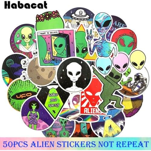 50Pcs/Set Alien Graffiti Stickers ET UFO Cartoon Stickers Gifts Toys for Children DIY Skateboard Laptop Car Phone