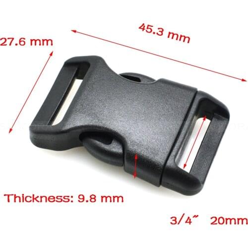 10pcs 3/4''(20mm) Contoured Side Release Buckles For Paracord Survival Bracelets/Dog Collar Black Free Shipping