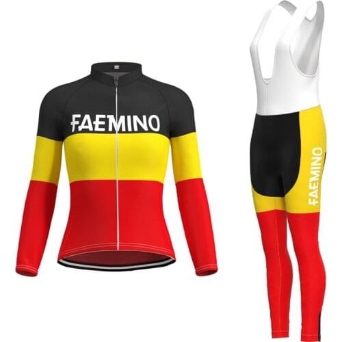1962 Competition FAEMINO Team Retro Woman Cycling Jersey Long sleeve Set Triathlon Mtb Bike Jersey Outfit maillot ciclismo mujer