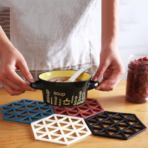 2pcs/lot Hexagon Anti-hot Pad Silicone Bowl Drink Coffee Cup Pad Coasters Placemats Non-slip Dining Table Mats Kitchen Accessory