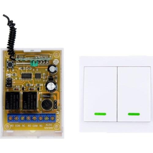 2 IN 1 DC 12V 24V 2 CH 2CH RF Wireless Remote Control Switch System Receiver +86 Wall Panel Transmitter