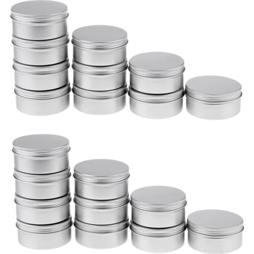 20 Pieces Aluminum Tins Cans - Round Storage Jars Screw Lids Metal Tins, Travel Tins Cosmetic Refillable Containers, 150ml