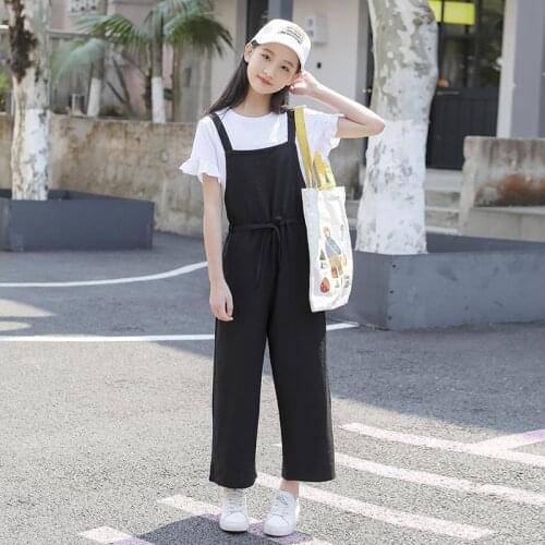 2020 Toddler Girls Summer Clothes Short Sleeve T-shirt Jumpsuit Jumpsuit Pants Kids Clothing Set