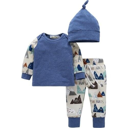 Baby Clothes Set Fashion 2020 Newborn Long Sleeve T-shirt+pant+hats 3pcs Winter Outfit Sets Infant Tops Clothing