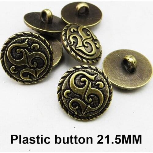 30PCS Bronze tone letter plastic buttons 21.5MM brand coat shirt button for sweater sewing clothes accessory P01-1