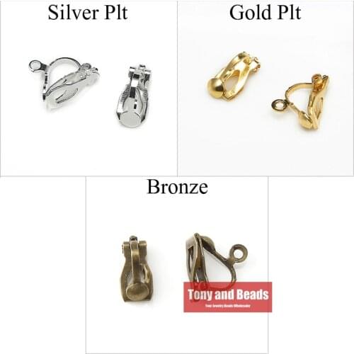40Pcs=1Lot ! ) Earring Finding Clip On Earring Earwire Gold Silvers Bronze Plated For Jewelry Making EW9