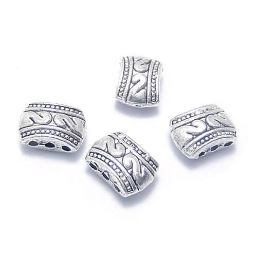 4325)50PCS 12x8MM Antique Silver Zinc Alloy 3 Holes Spacer Beads Bracelets Beads Jewelry Making Supplies Findings Accessories