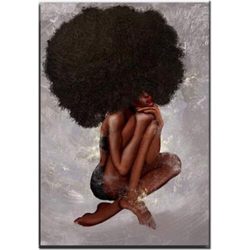 African Woman Yoga Black Curly Hair Sexy Afro Girl Diamond embroidery 5d diy diamond painting Portrait full Round drill mosaic
