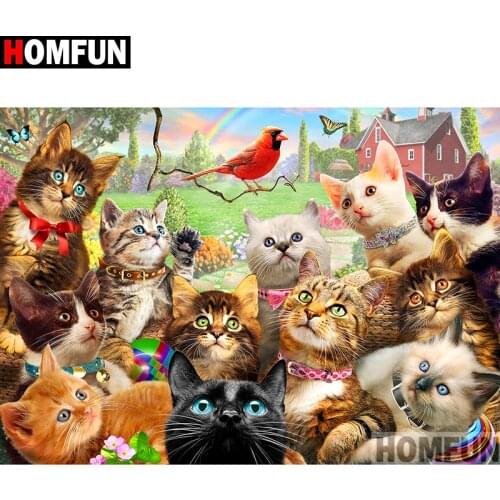 HOMFUN Full Square/Round Drill 5D DIY Diamond Painting "Cat" Embroidery Cross Stitch 5D Home A07206