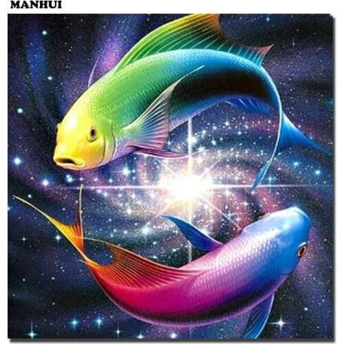 Diy Diamond painting Two goldfish 3D square drill Diamond mosaic pasted full cross stitch Crafts Home Decoration ABC384