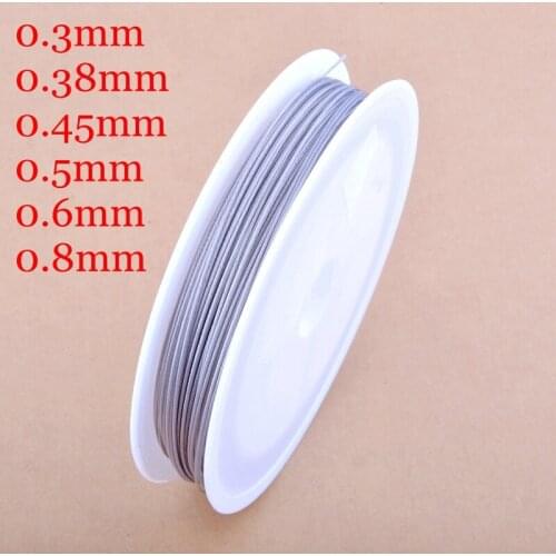 Free Shipping Silver Tone Tiger Tail Beading Steel Wire 0.3/0.38/0.45/0.5/0.6/0.8MM