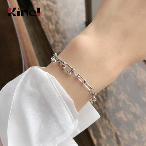 Kinel Horseshoe Chain Bracelet Hot 925 Sterling Silver Retro Style Women Fashion Bracelets Jewelry Gift
