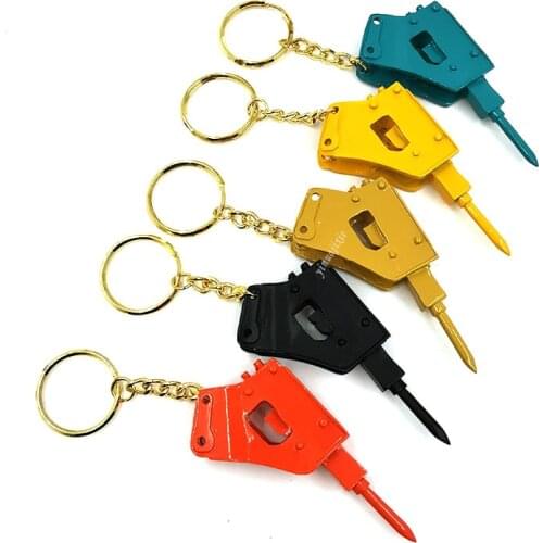 Alloy Excavator Keychain Broken Hammer Keychain Komatsu CAT Kobelco Hitachi Personality Creative Keychain Pendant