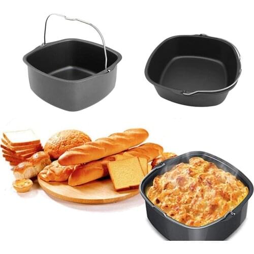 Household 8 Inch Air Fryer Accessories Durable Nonstick Square Baking Basket Cake Bucket Home Kitchen Tool For HD9925/HD9860