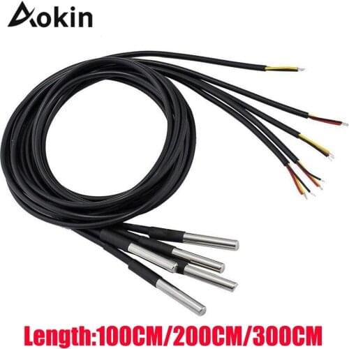 DS18b20 Stainless Steel Package Waterproof 1M/2M/3M DS18b20 Temperature Probe Temperature Sensor 18b20 For Arduino Diy Kit