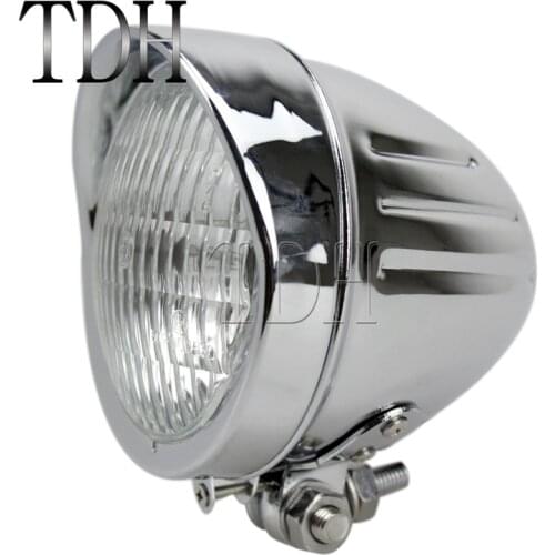 Motorcycle Chrome H4 12V 60/55W Retro Headlight Front Head Lamp High/Low Light For Harley Softail Dyna Chopper Cafe Racer