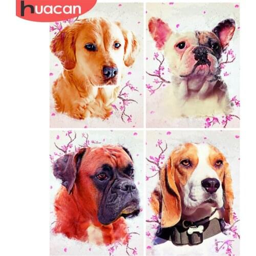 HUACAN Full Square Diamond Painting Animal Embroidery Dog Picture Handcraft Mosaic Art Kit Home Decoration