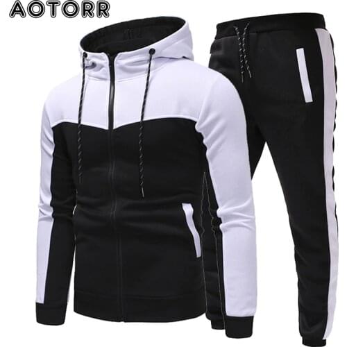 Fashion Men Sets Zipper Jacket + Pants Set Mens Casual Hooded Tracksuit 2 Pcs Joggers Set Men Brand Clothing Autumn Streetwear