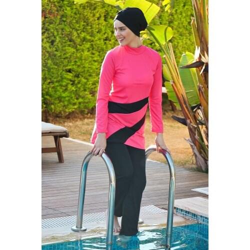 Marina Classic Model Design Basic Fully Covered Hijab Swimsuit Set of 3 Rivamera Swimsuit 1914 Pomegranate Jowl Game