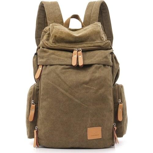 Fashion Classic Canvas Backpack Mens Tide Brand Casual Backpack European and American Retro Large-capacity Trend Travel Bag