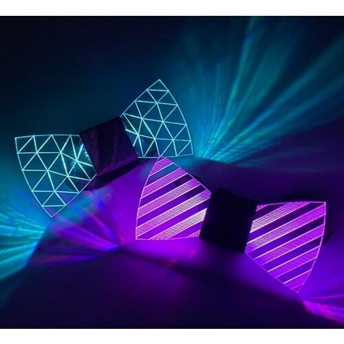 Fashion LED Acrylic Bow Tie Luminous Costume Decor Men’s Gift Supplies Tie For Masquerade Traffic Light Party Nightclub Dance