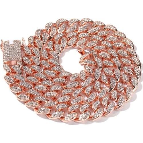 Mens 20mm Cuban Miami Link Chain 16-28inch Iced Out Rhinestones Heavy Hipster Necklace Bling Charms Hip Hop Jewelry