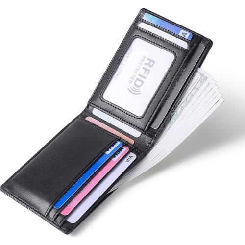 Mens Money Bag Purse Mini Slim Genuine Leather Wallet Rfid Bank Credit Card Holder Business Minimalist Wallet Men