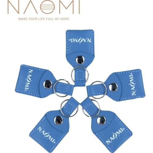 NAOMI 5SETS Guitar Picks Faux Leather Key Chain Guitar Picks Plectrums Bag Holder Case Bottle Type 3 Free Guitar Picks