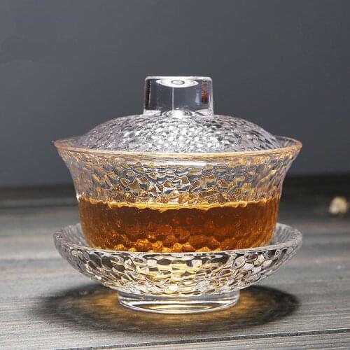 PINNY Hand Made Heat-resistant Glass Gaiwan Japanese Style Kung Fu Tea Bowl Eco-Friendly Portable Tea Set Glass Teapot Kettle