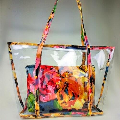 PVC Beach Bag Transparent Bag handbags for women 2020 Small purse for Cosmetics Colorful Big Tote Bags Women purse winter bag