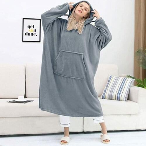 Size 10XL Bust 150cm Winter Blankets Hoodies Pocket Long Coat Thick Warm Women Home Wear Coat Soft Comfortable Blankets Outwear