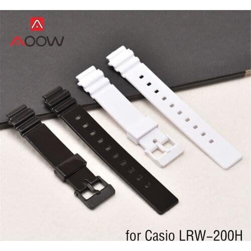 Resin Watchband for Casio LRW-200H Women Sport Waterproof Replacement Bracelet Band Strap Watch Accessories Black White