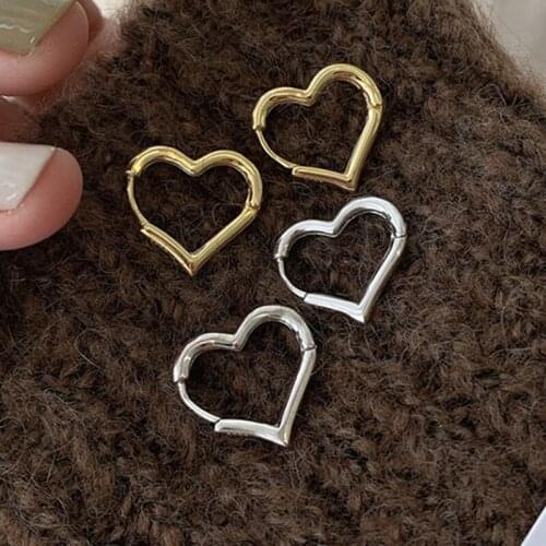 New Heart-shaped Geometric Earrings Gold Silver Color Metal Earrings For Women Girls Party Jewelry Gifts