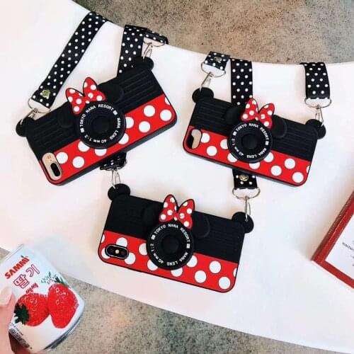 3D Wave Point Butterfly Knot Camera Silicon Case For iPhone XS Max XR Hanging Rope Cover For iPhone 12 11 Pro MAX X 6 6s 7 8Plus