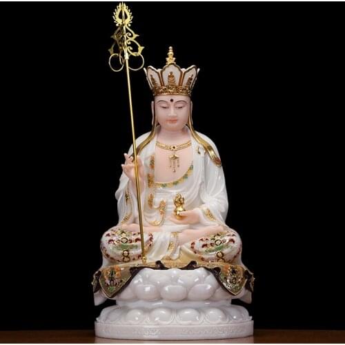 Treasure High grade jade color gilding Di zang pusa Buddha statue Buddhism ksitigarbha Buddha HOME FAMILY Effective protection