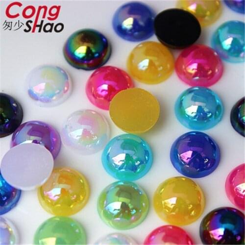Cong Shao 300PCS 10mm AB Color Acrylic Round Rhinestone Flatback Stones And Crystals Beads Clothing Jewelry Accessories CS590