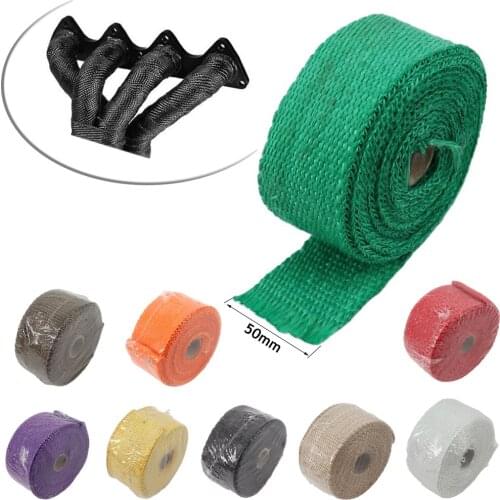 5cm*5M/10M/15M Motorcycle Exhaust Thermal Tape Header Heat Wrap Manifold Insulation Roll Resistant With Stainless Ties