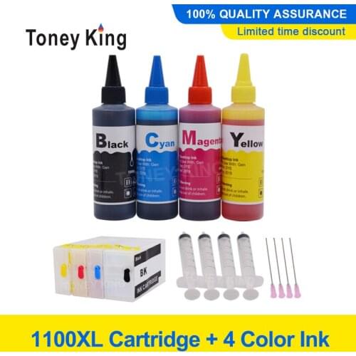 Toney King new 4 color pgi1100 For Canon PGI1100 MAXIFY MB2110 MB2710 MB2010 Bottle Dye Ink + PGI-1100 XL Printer Ink Cartridges