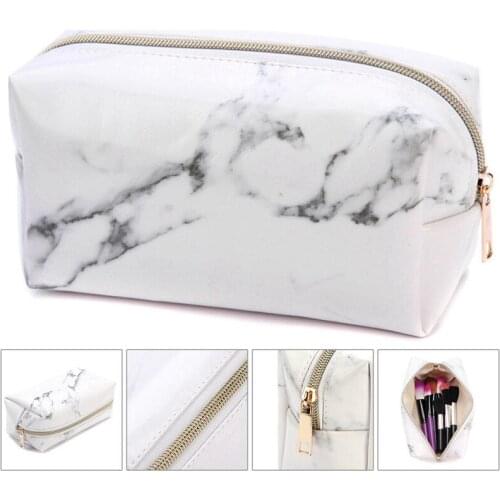 Creative Marble Pencil Cases For Girls Big Capacity PU Leather Cosmetic Bag School Office Supplies