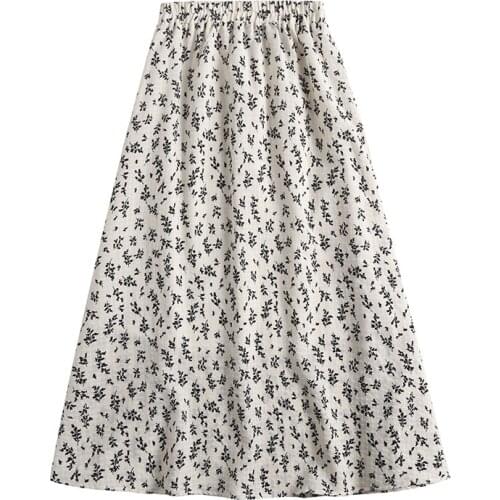 DOUJILI 2021 Fashion Skirts Spring Summer Autumn Sweet Flower Printing Elegant Women Skirts Bottoms Soft