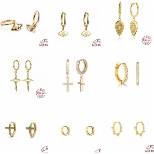 BOAKO Pendientes Plata 925 Earrings For Women Cross Hoop Earrings Dangle Cartilage Jewelry Ear Piercing Fast Fashion Серьги #19