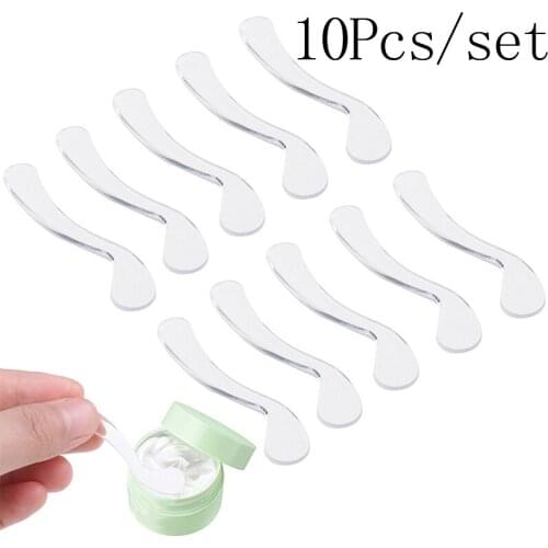 10Pc Mini Transparent Cosmetic Spatula Disposable Curved Scoop Makeup Mask Cream Spoon Eye Cream Stick Make Up Face Beauty Tool